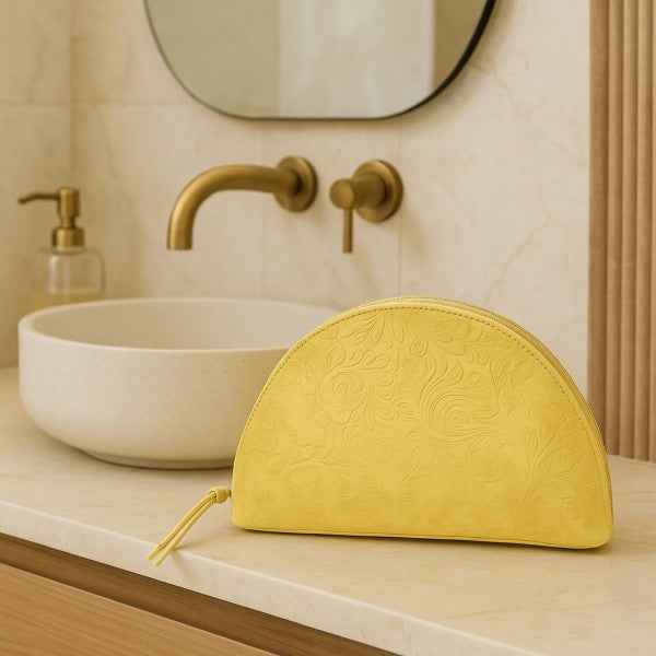 Tooled Leather Cosmetic Bags