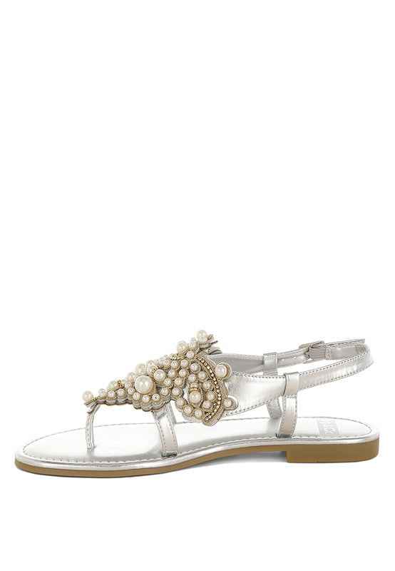 Opazie Metallic Pearl Embellished Flats