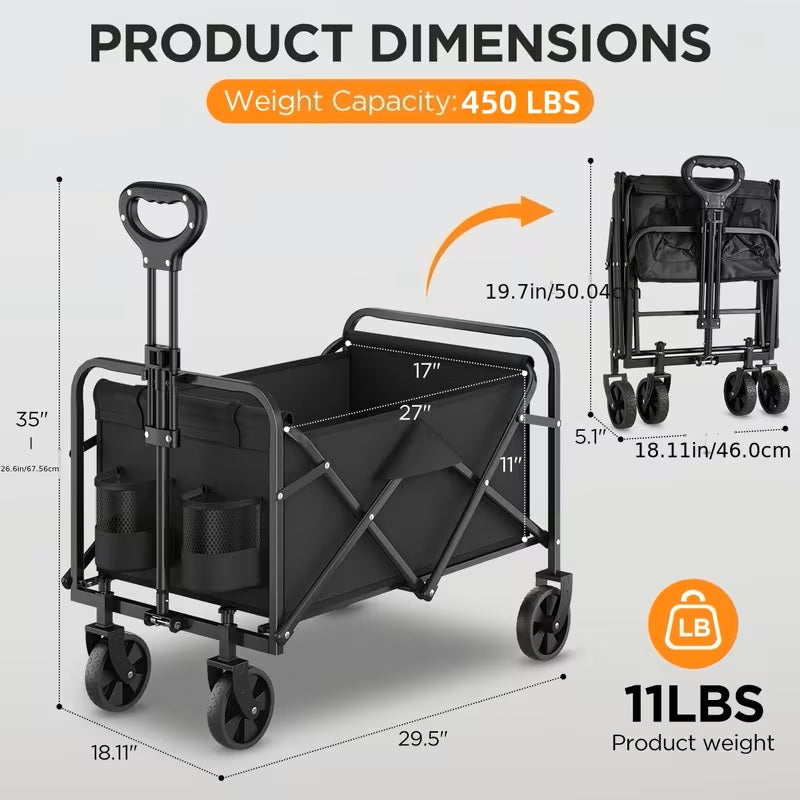 Foldable Utility Wagon - Heavy-Duty All-Terrain Cart (780 Lb) BSDSB