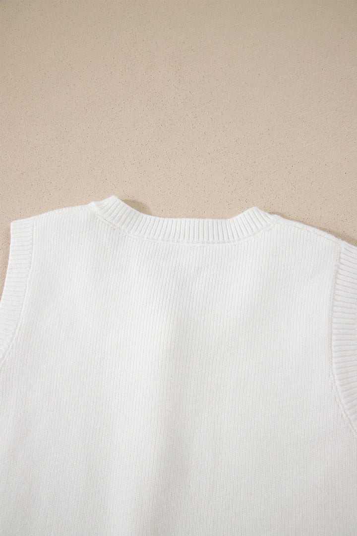 Yellow Cream Solid Color Sleeveless Knit Button Pocketed Sweater Dear-Lover Dropshipping