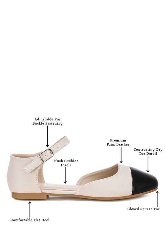 Clevea Dual Tone Pin Buckle Ballet Flats
