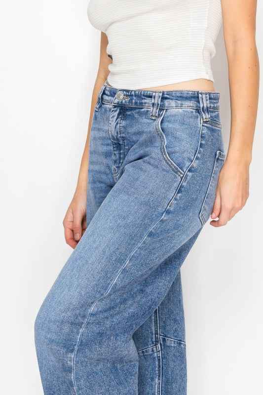 Sloane Adjustable Strap Waistband Barrel Jeans