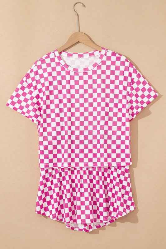 Checker T-Shirt & High Waist Skort Set