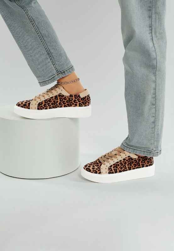 Flippin Studded Leopard Print Chunky Sneakers