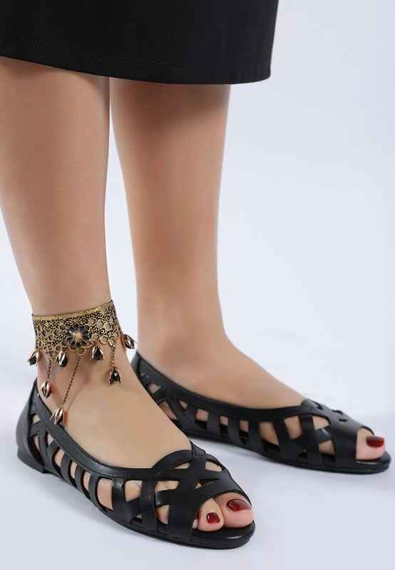 Moira Woven Peep Toe Flats