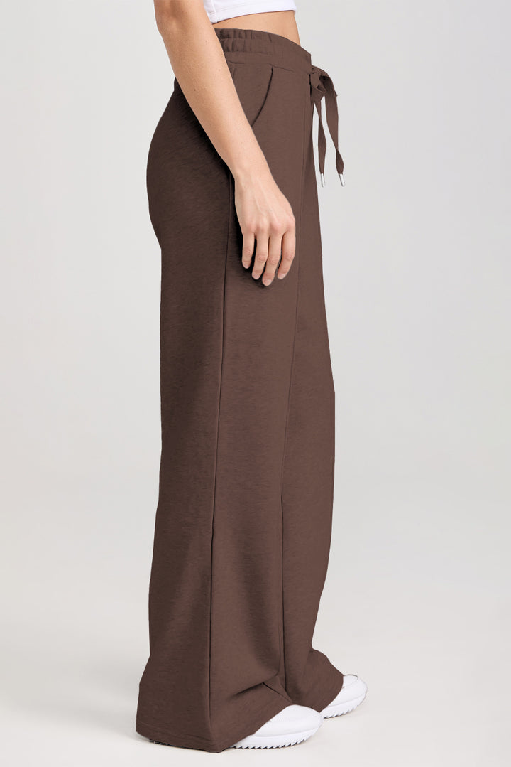 Dark Brown Solid Collared Sweatshirt and High Waist Pants Active Set Dear-Lover Dropshipping