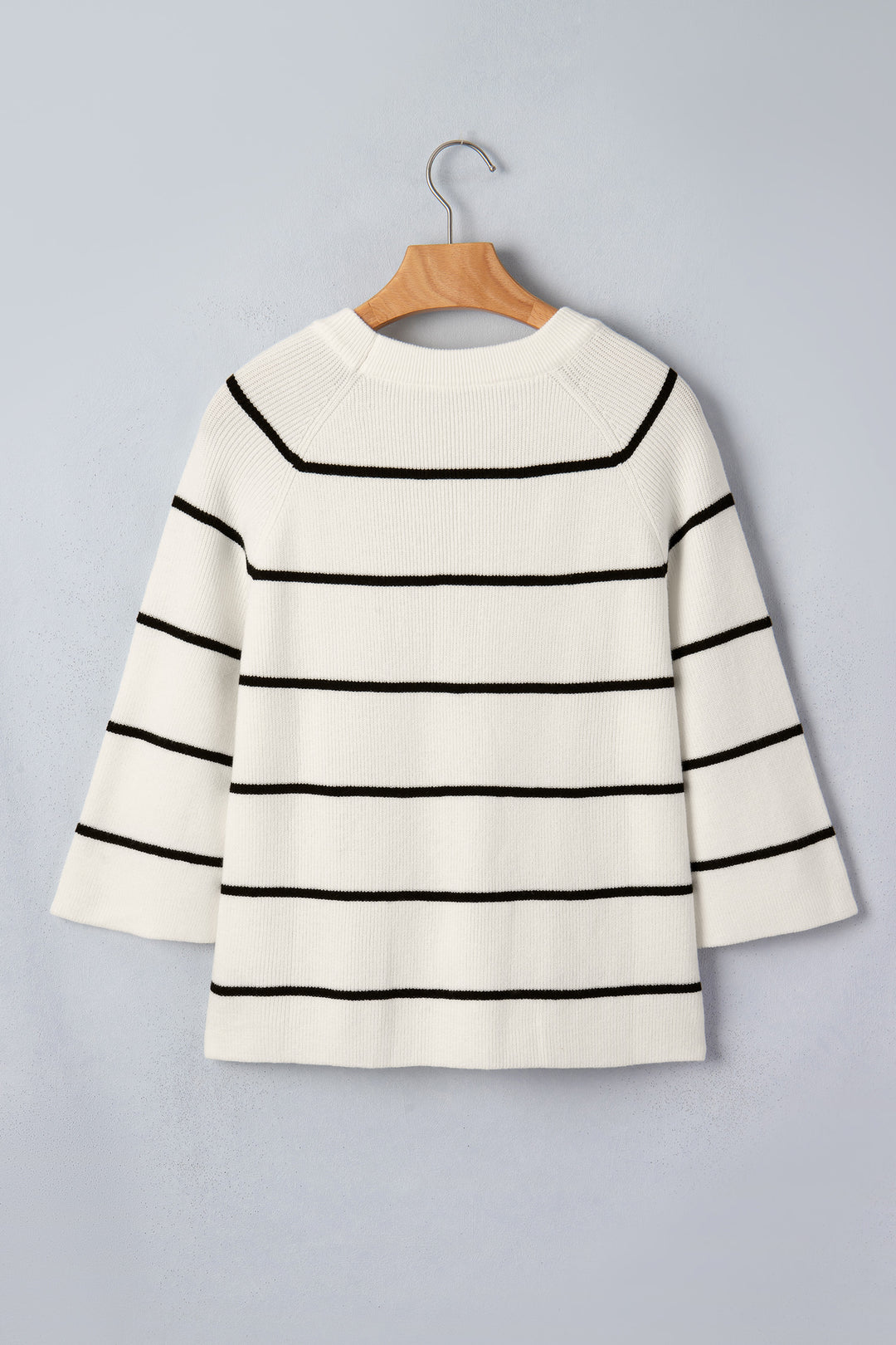White Stripe Ribbed Knit Half Sleeve Loose Sweater Tee Dear-Lover Dropshipping