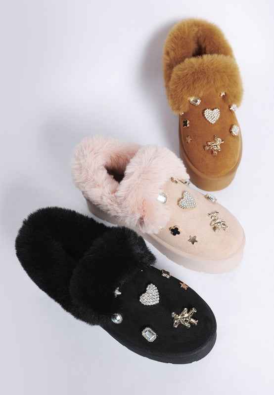 Zeta Charm Detail Slip On Snow Boots