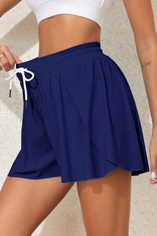 Ruffle Drawstring Elastic Waist Bikini Swim Shorts