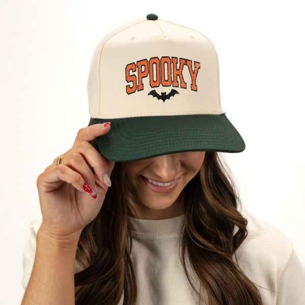 Varsity Spooky Bat Distressed Canvas Trucker Hat