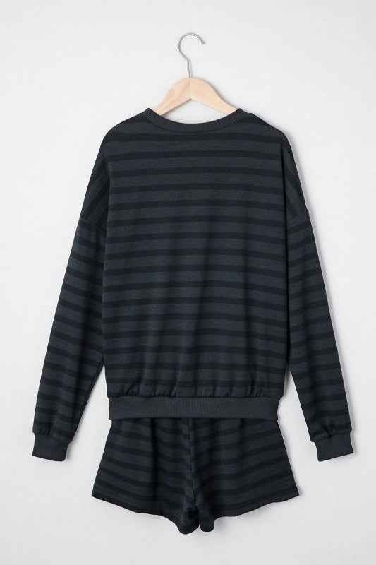Stripe Long Sleeve Top & Shorts Set