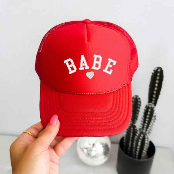 Embroidered Babe Heart Foam Trucker Hat