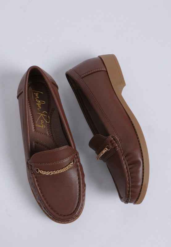Nemunk Metallic Chain Detail Loafers