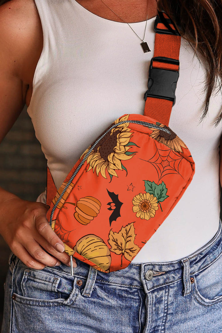 Orange Pumpkin Sunflower Halloween Graphic Crossbody Bag Dear-Lover Dropshipping