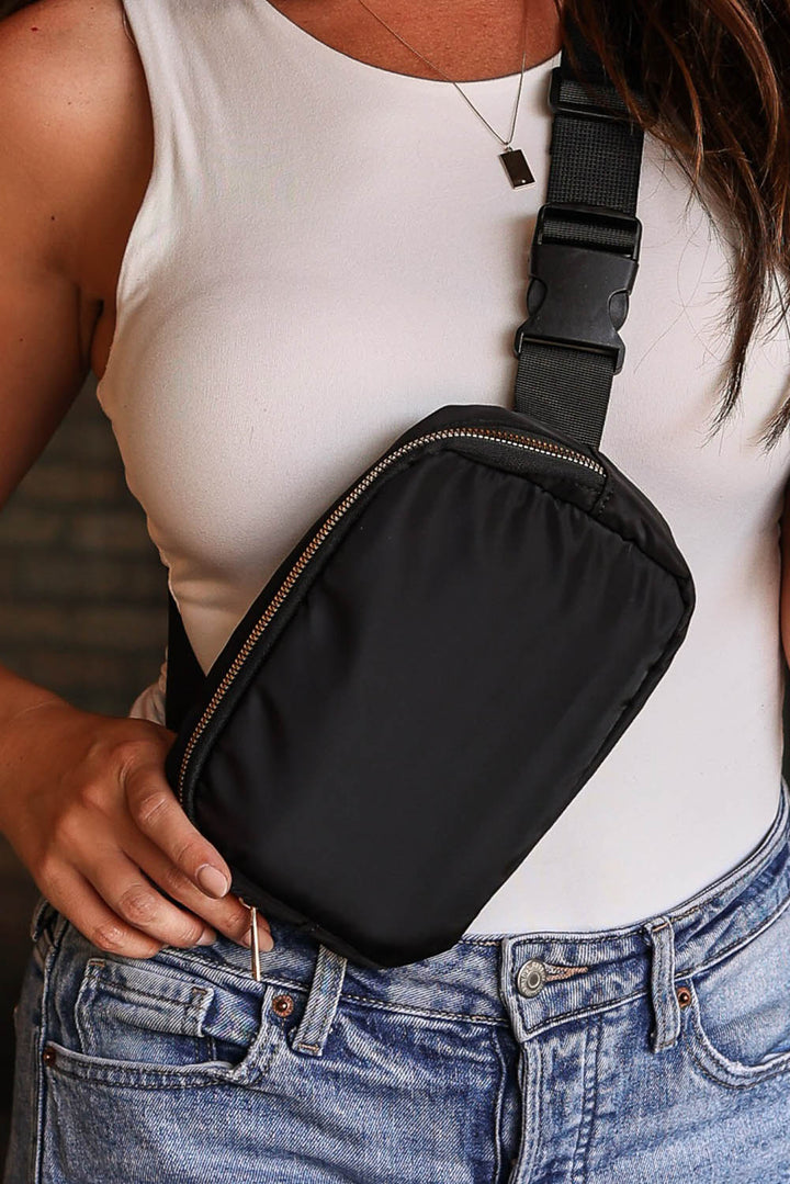 Black Waterproof Zipped Crossbody Chest Bag 20*5*14cm Dear-Lover Dropshipping