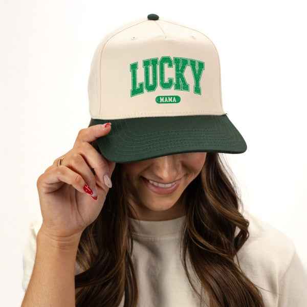 Lucky Mama Distressed Canvas Trucker Hat