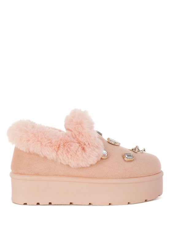 Zeta Charm Detail Slip On Snow Boots