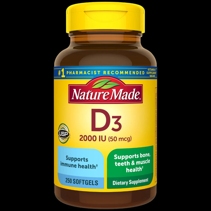 NEW Nature Made Vitamin D3 2000 IU(50 mcg)Bones Teeth Immune Health 320 Softgels AA LLC