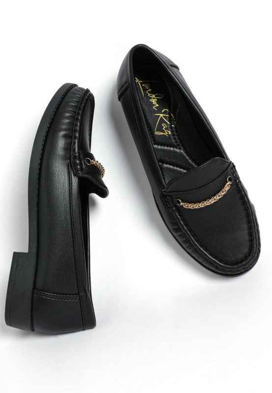 Nemunk Metallic Chain Detail Loafers