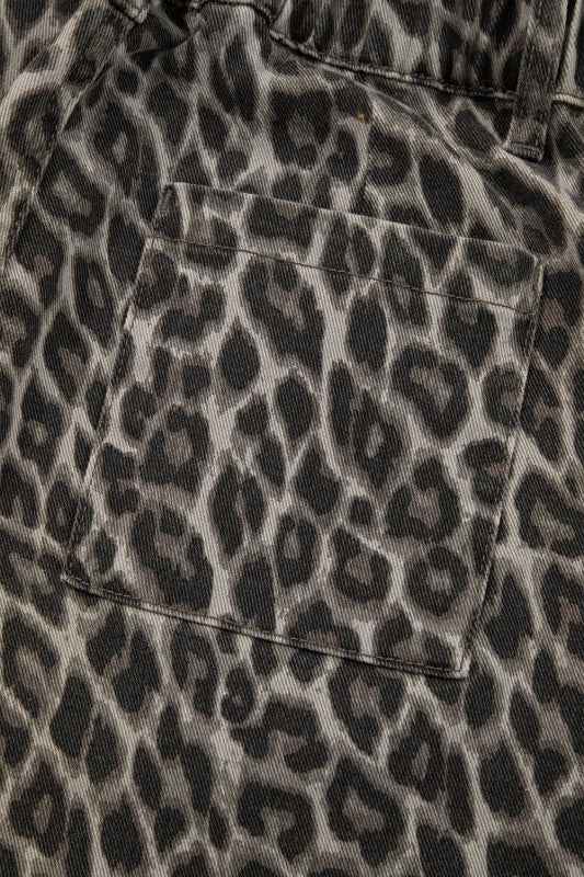 Leopard Denim Straight Leg Jeans