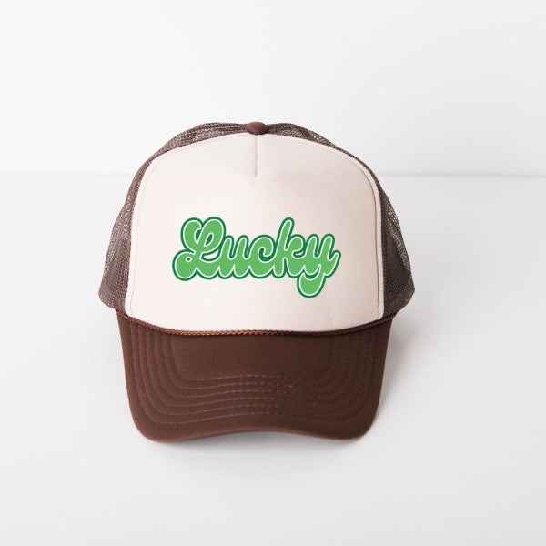 Green Lucky Cursive Foam Trucker Hat