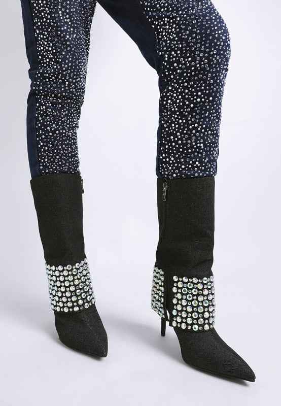 Basso Party Diamante Studded Stiletto Boots