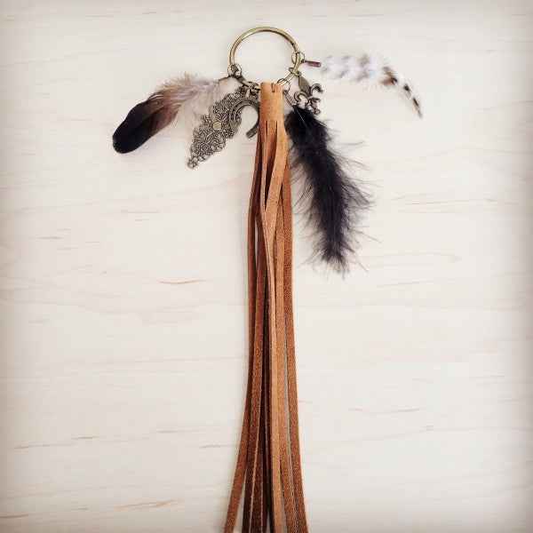 Boho Western Boot Bling Charm Feather & Tree