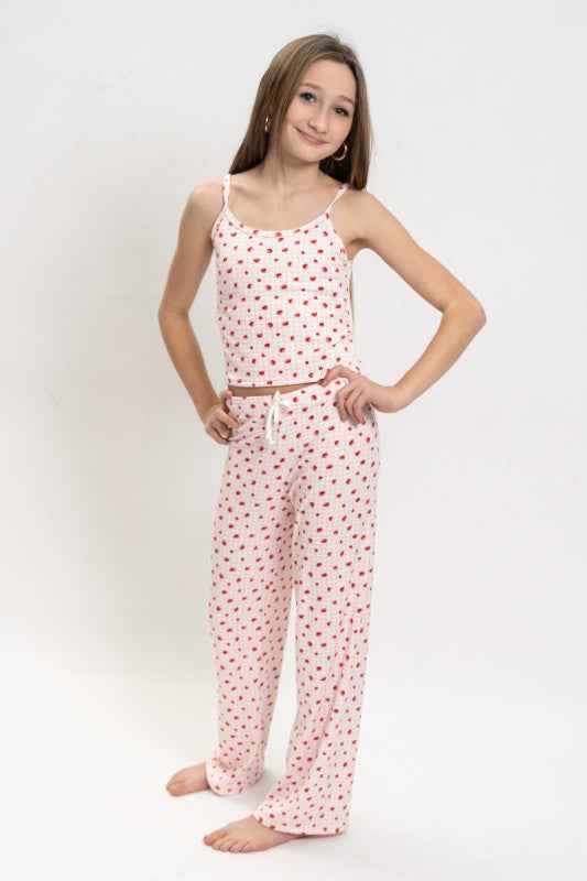 Girls Strawberry Print Cami Top and Pants Set