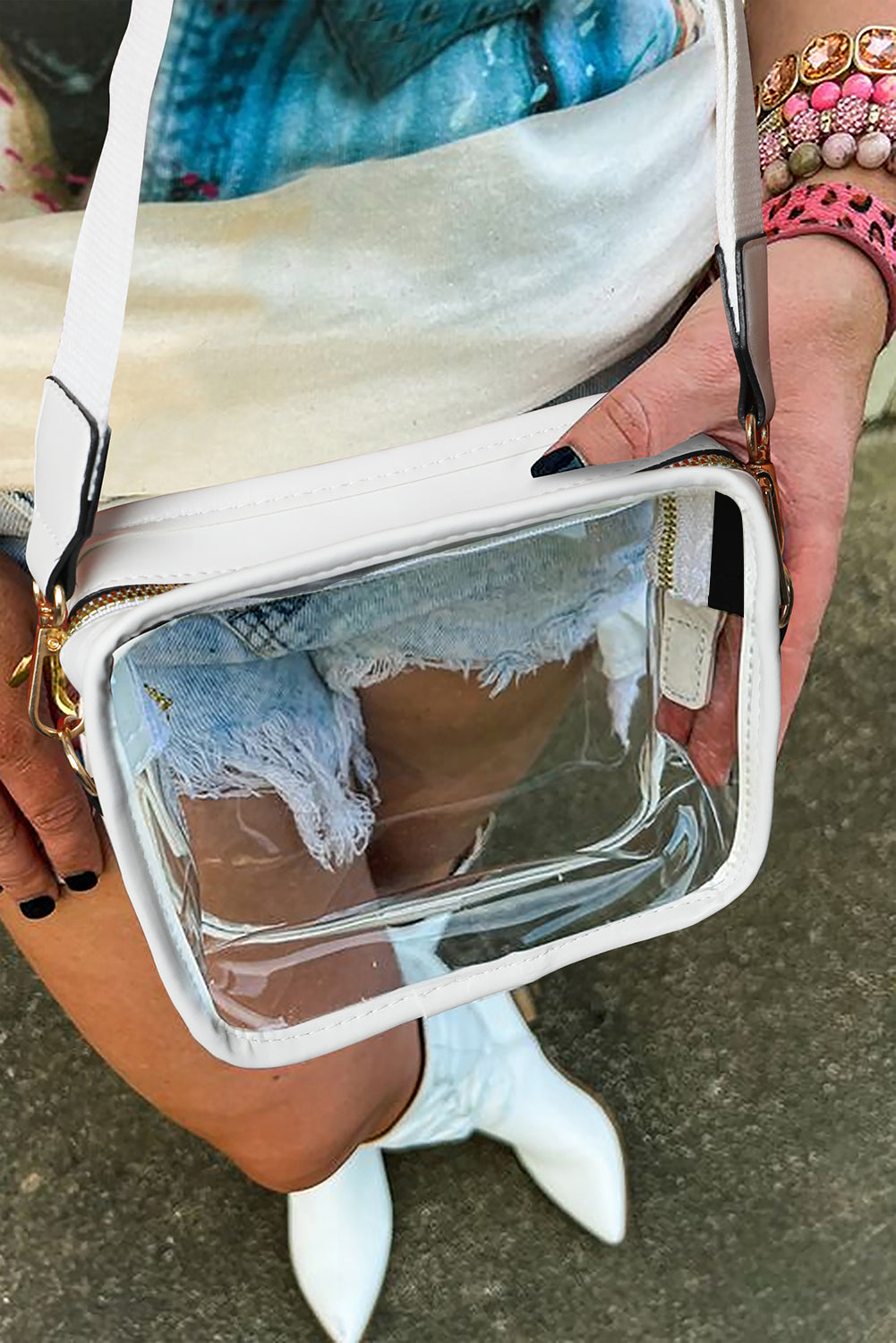 White Clear PVC Leather Strap Crossbody Bag Dear-Lover Dropshipping