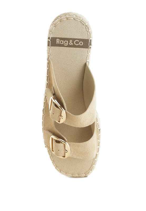 Kuopa Genuine Soft Leather Espadrille Flatform