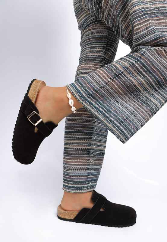 Ratiha Buckle Accent Slip-On Footbed Mules