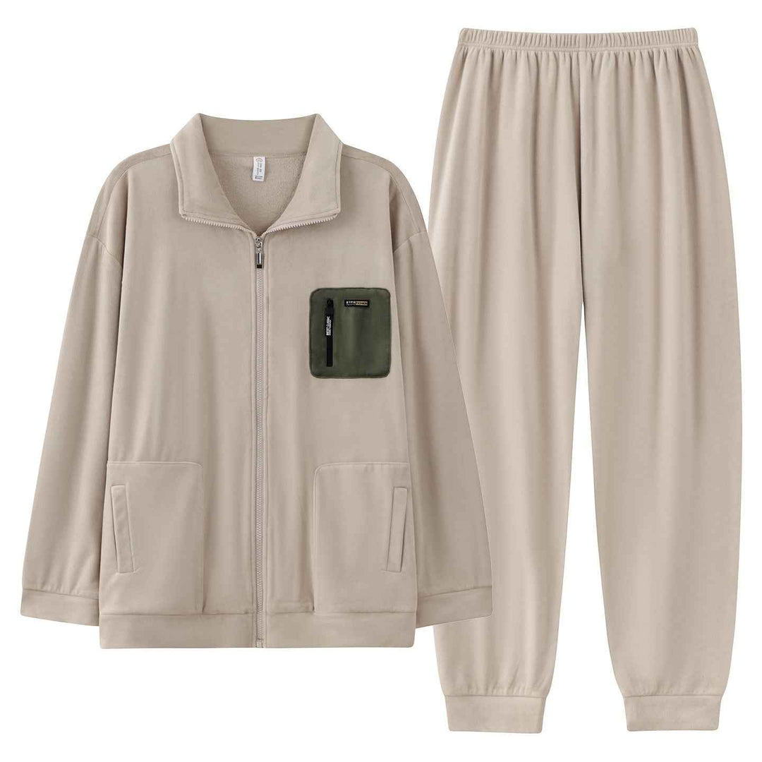 Men's thick and warm standing collar zipper home clothes in pajamas eprolo