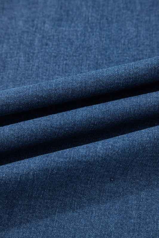 Plus Size Denim Elastic Waist Wide Leg Pants