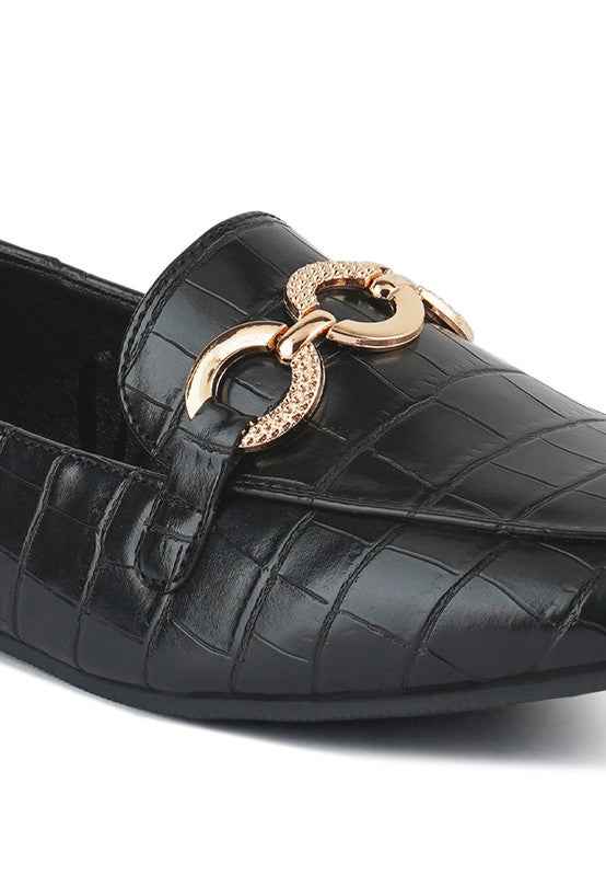 LONDON RAG CROC TEXTURED METAL SHOW DETAIL LOAFERS