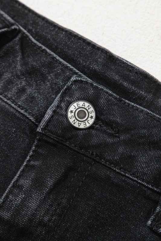 Denim Patch Pocket Wide Leg Jeans