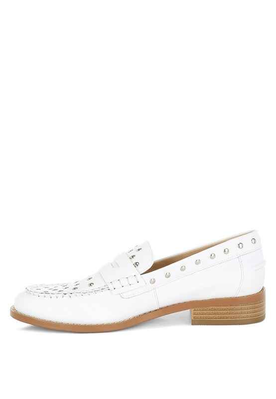 Oglavia Studs Embellished Leather Loafers