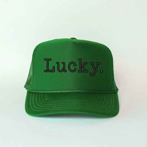 Embroidered Lucky Typewriter Foam Trucker Hat