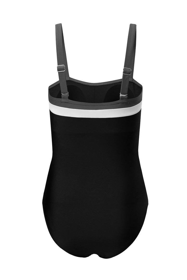 Black Color Block Detail Adjustable Straps One Piece Swimsuit Dear-Lover Dropshipping