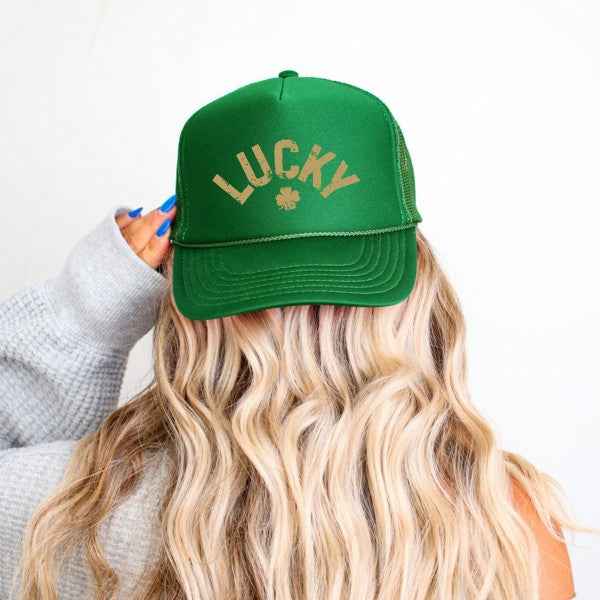 Lucky Arched Distressed Foam Trucker Hat