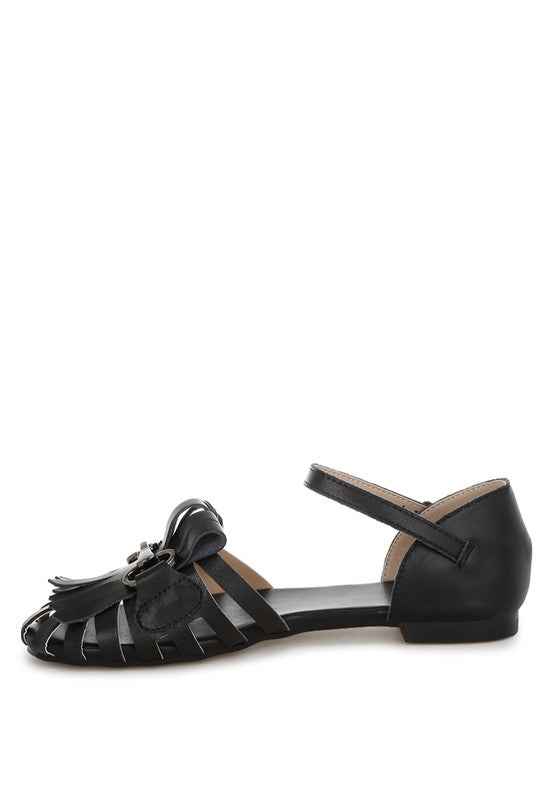 Ramita Horsebit Fringe Flat Sandals