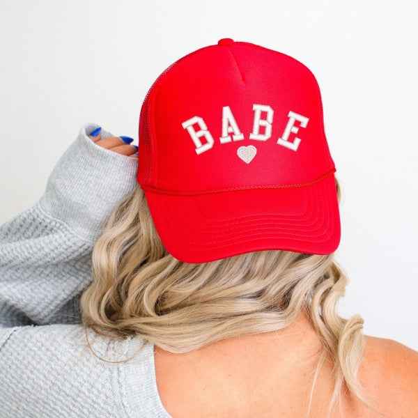 Embroidered Babe Heart Foam Trucker Hat