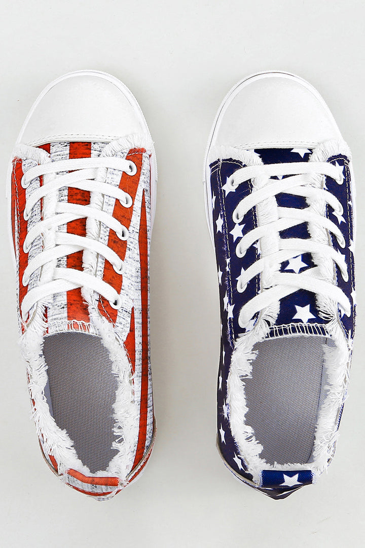 Blue American Flag Lace-up Canvas Flat Shoes Dear-Lover Dropshipping