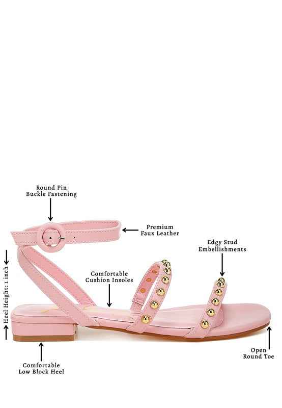 Flippity Studded Ankle Strap Flat Sandals