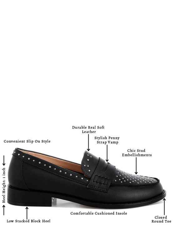 Raisa Stud Embellished Penny Loafers