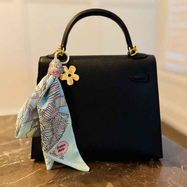 Golden Charm Luxe Print Scarf Bag Charm