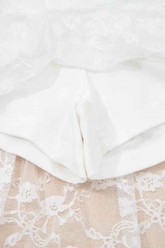 Sheer Lace Ruffle Tiered High-Low Skirt