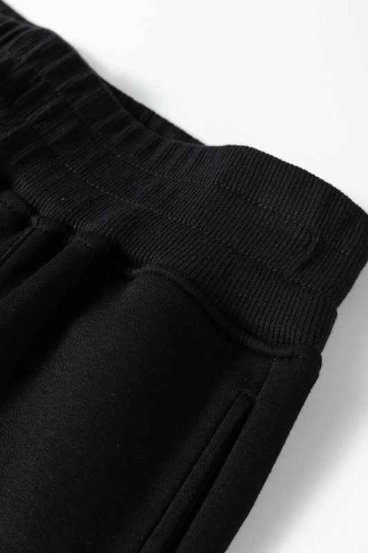 Solid Collared V-Neck Sweatshirt & Sweatpants Set