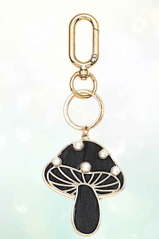 WOOD CUT MUSHROOM GEMBEAD KEYCHAIN