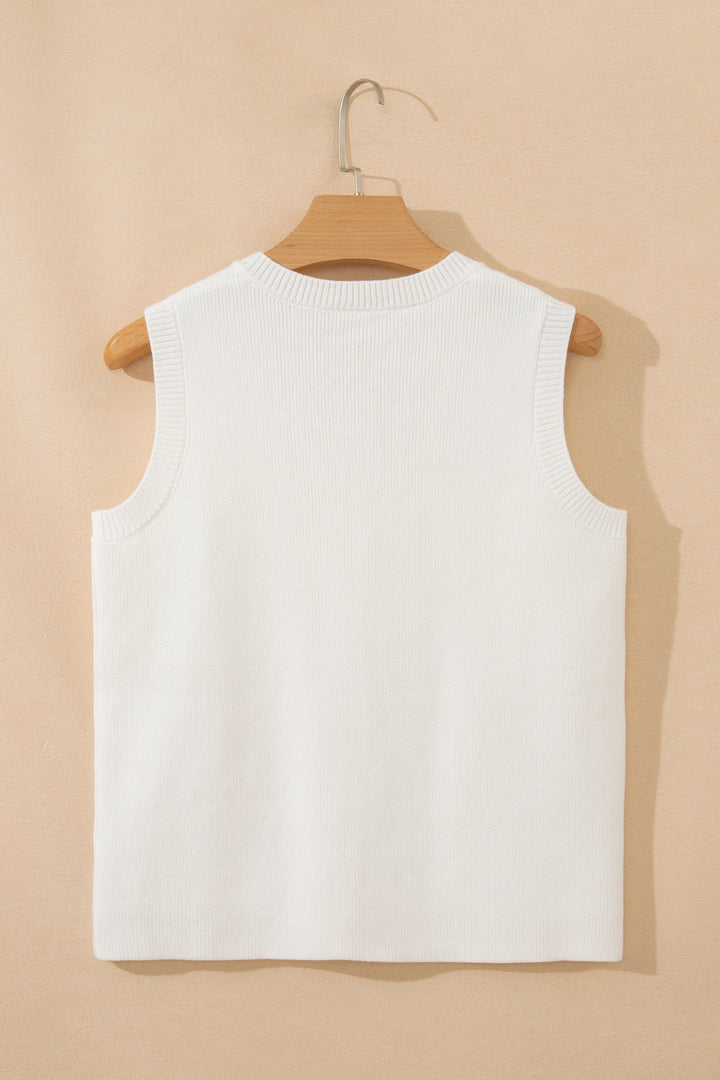 Yellow Cream Solid Color Sleeveless Knit Button Pocketed Sweater Dear-Lover Dropshipping