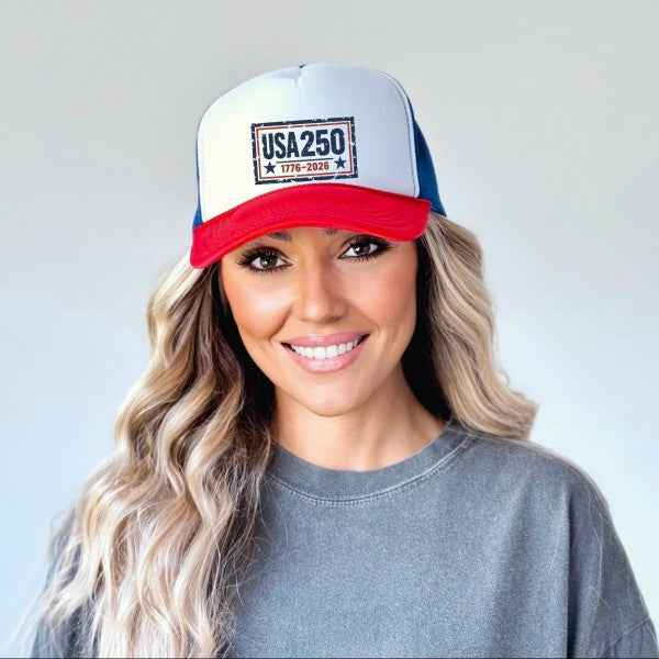 USA 250 Rectangle Foam Trucker Hat